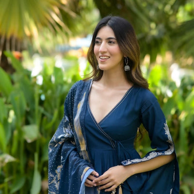 Tanvi blue muslin suit set