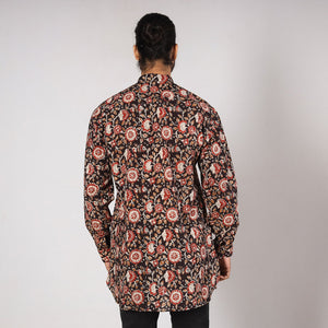 Black - Bagru Block Printed Cotton Men Short Kurta 10