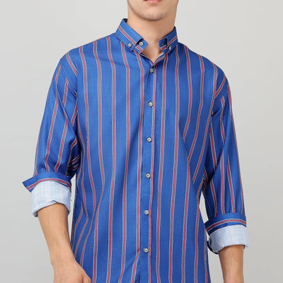 Darnandstitch Cotton Printed Striped Shirts