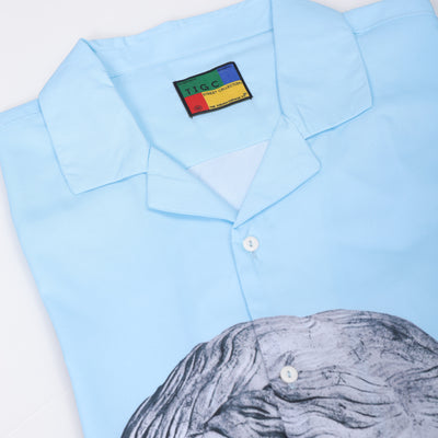 Men's Blue Oversized Fit Graphic Shirt