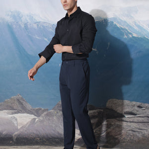 Rare Rabbit Men's Fullslee Black Cotton Fabric Full Sleeves Solid Shirt
