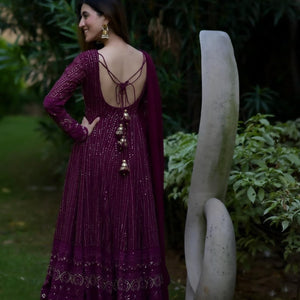Pravya purple embroidered suit set