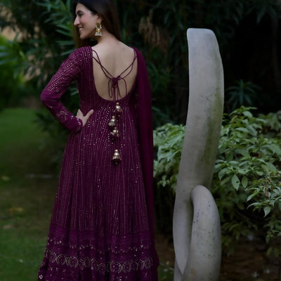 Pravya purple embroidered suit set