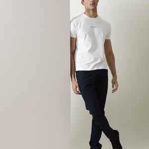 Rare Rabbit Men's Rabbi Off White Cotton Lycra Fabric Crew Neck Half Sleeves Regular Fit Rare Branding Solid T-Shirt