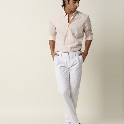 RARE RABBIT MEN'S FALL ORANGE SHIRT COTTON FABRIC COLLARED NECK FULL SLEEVES BUTTON CLOSURE SLIM FIT