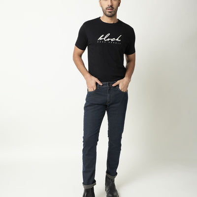 Rare Rabbit Men's Twix Brown Dark Wash Mid-Rise Slim Fit Jeans