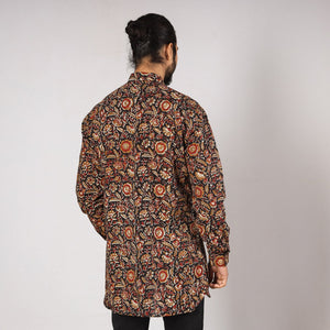 Black - Bagru Block Printing Cotton Men Short Kurta