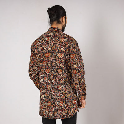 Black - Bagru Block Printing Cotton Men Short Kurta