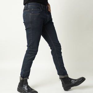 Rare Rabbit Men's Twix Brown Dark Wash Mid-Rise Slim Fit Jeans