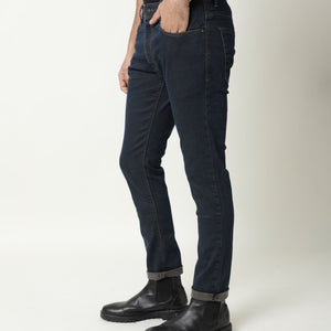 Rare Rabbit Men's Twix Brown Dark Wash Mid-Rise Slim Fit Jeans