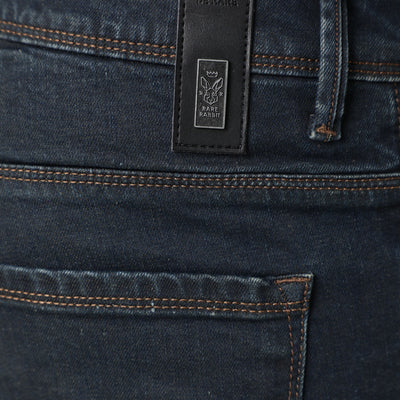 Rare Rabbit Men's Twix Brown Dark Wash Mid-Rise Slim Fit Jeans