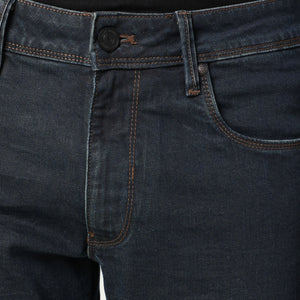 Rare Rabbit Men's Twix Brown Dark Wash Mid-Rise Slim Fit Jeans