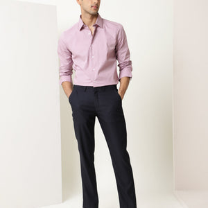 Rare Rabbit Men's Neutons Pink Cotton Lycra Fabric Full Sleeves Solid Shirt