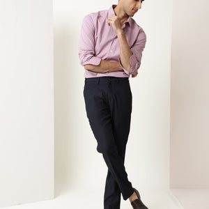 Rare Rabbit Men's Neutons Pink Cotton Lycra Fabric Full Sleeves Solid Shirt