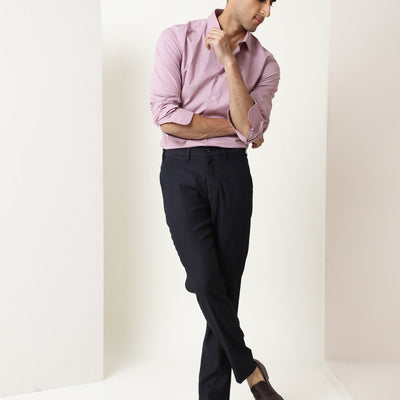 Rare Rabbit Men's Neutons Pink Cotton Lycra Fabric Full Sleeves Solid Shirt
