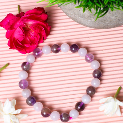 Studio Vaidik Rose Quartz & Amethyst Bracelet