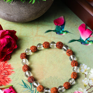 Studio Vaidik Rudraksha & Clear Quartz Bracelet