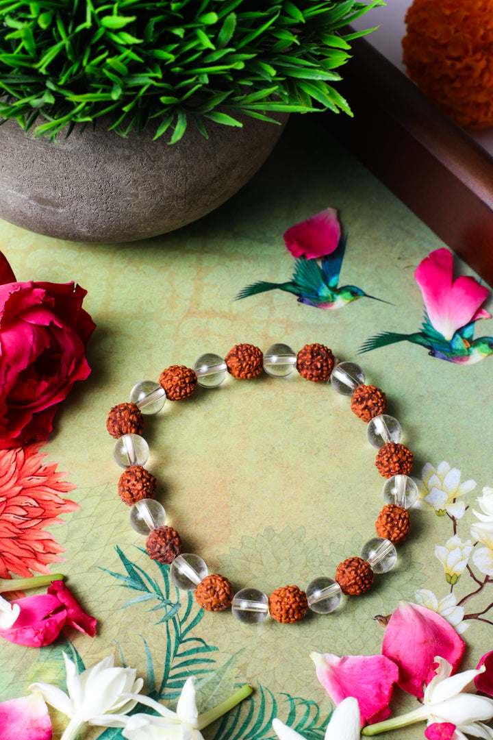 Studio Vaidik Rudraksha & Clear Quartz Bracelet