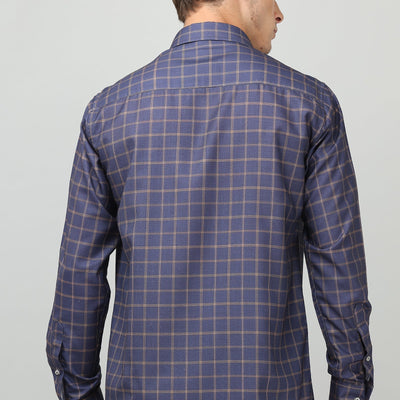 Darnandstitch Men's Dark Cotton Slim Fit Printed Shirt