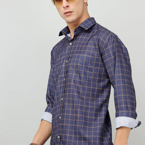 Darnandstitch Men's Dark Cotton Slim Fit Printed Shirt