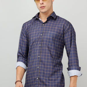 Darnandstitch Men's Dark Cotton Slim Fit Printed Shirt