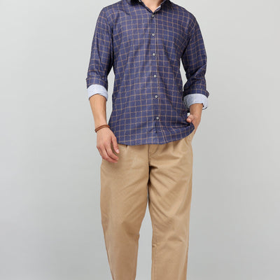 Darnandstitch Men's Dark Cotton Slim Fit Printed Shirt