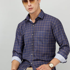 Darnandstitch Men's Dark Cotton Slim Fit Printed Shirt