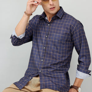 Darnandstitch Men's Dark Cotton Slim Fit Printed Shirt