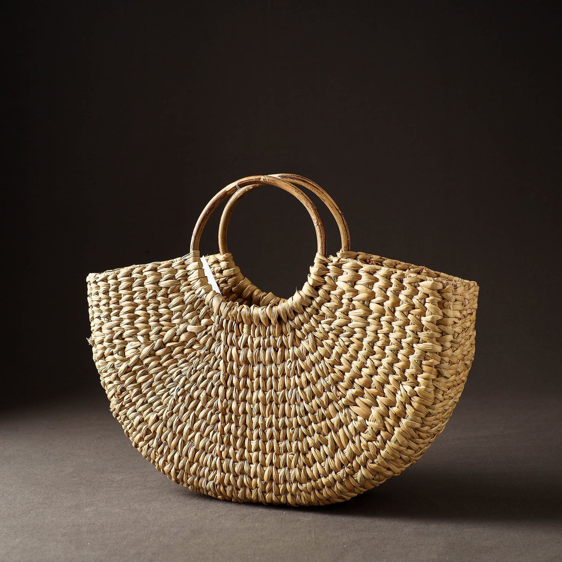 Beige - Handcrafted Natural Water Reed Embroidered Hand Bag