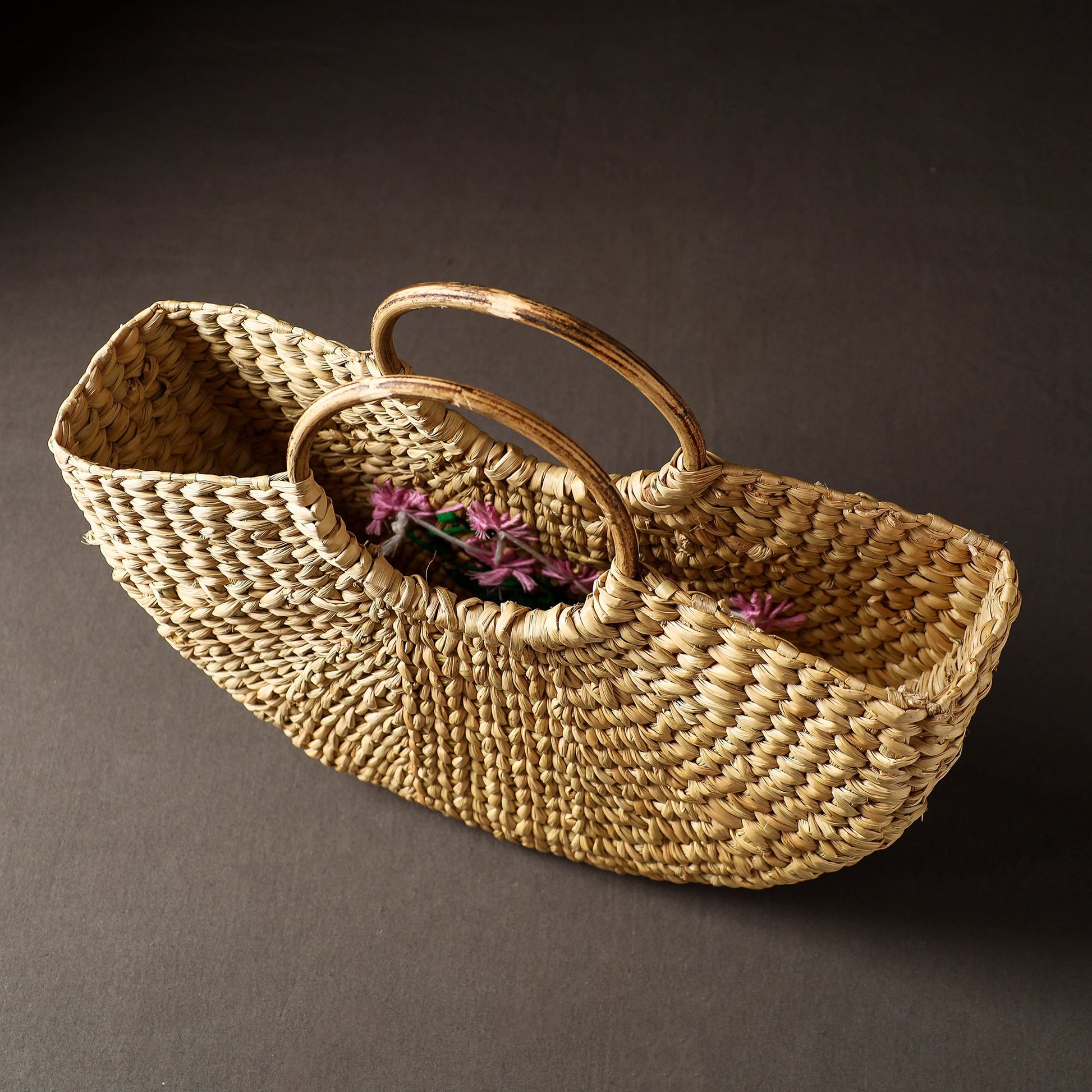 Beige - Handcrafted Natural Water Reed Embroidered Hand Bag