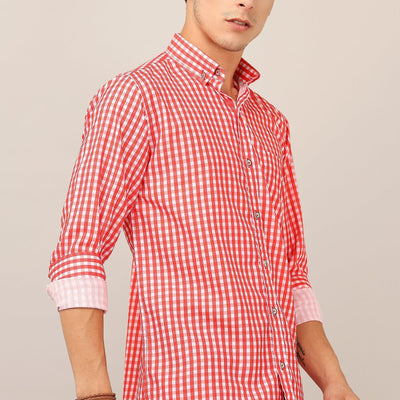 Darnandstitch® Thin Cotton Red Check Print Shirt