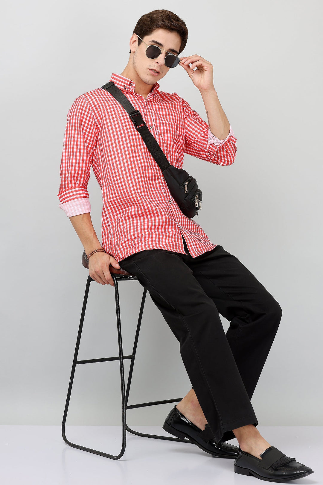 Darnandstitch® Thin Cotton Red Check Print Shirt