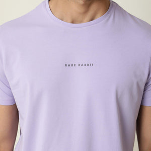 Rare Rabbit Men's Rabbi Light Purple Cotton Lycra Fabric Crew Neck Half Sleeves Regular Fit Rare Branding Solid T-Shirt