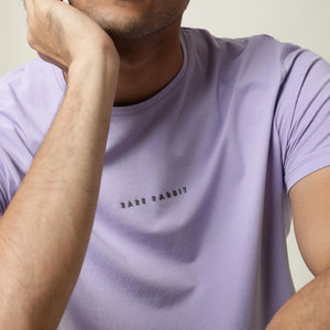 Rare Rabbit Men's Rabbi Light Purple Cotton Lycra Fabric Crew Neck Half Sleeves Regular Fit Rare Branding Solid T-Shirt