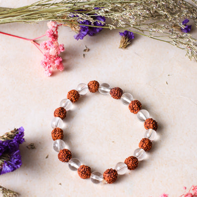 Studio Vaidik Rudraksha & Clear Quartz Bracelet