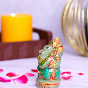 Green Jade Ganpati Made by Real Crystal