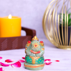 Green Jade Ganpati Made by Real Crystal