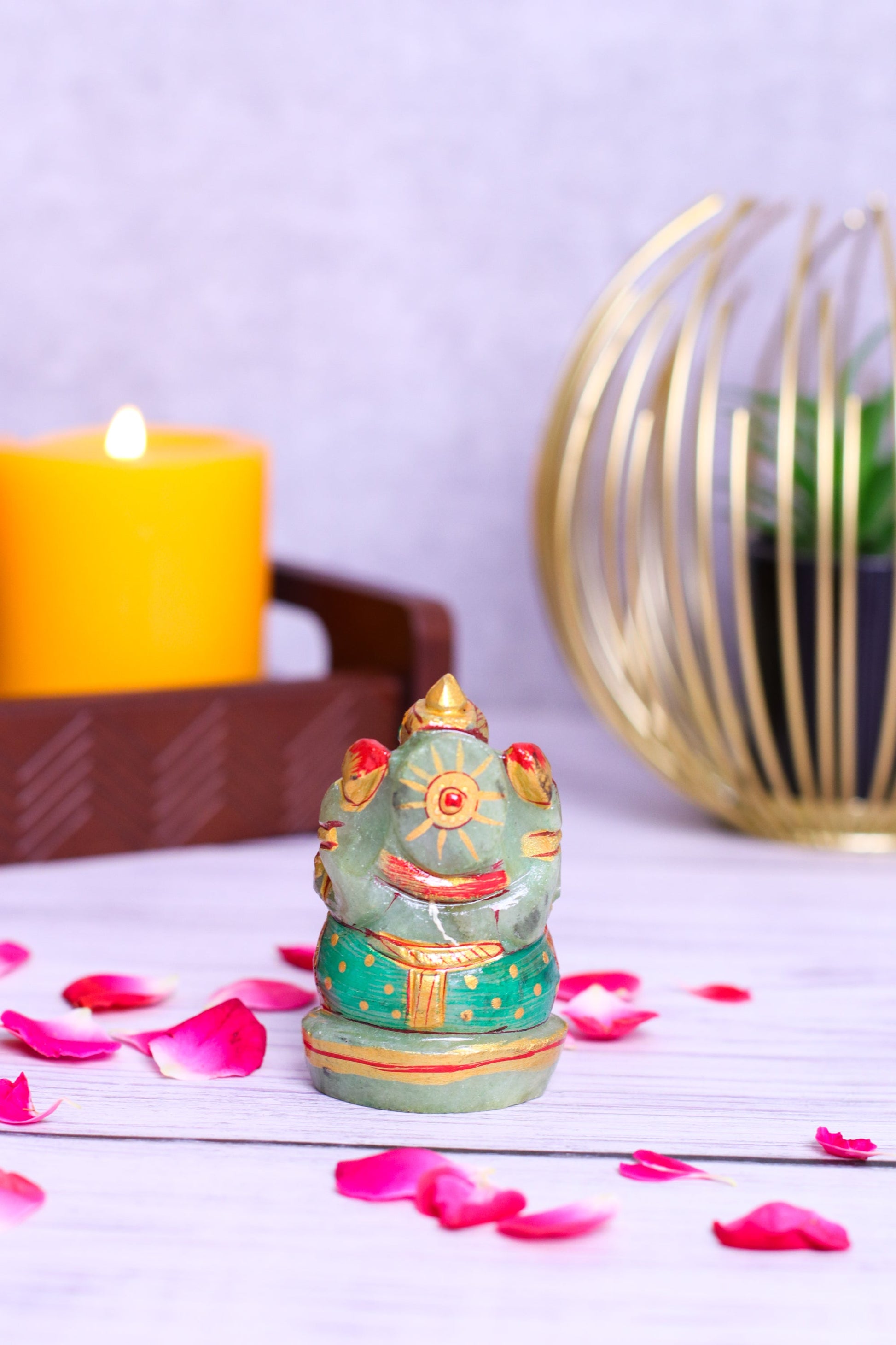 Green Jade Ganpati Made by Real Crystal