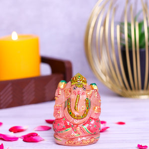 Rose Quartz Ganpati Made by Real Crystal