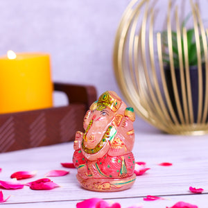 Rose Quartz Ganpati Made by Real Crystal
