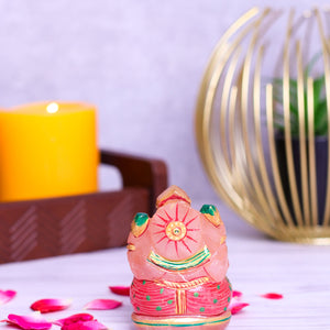Rose Quartz Ganpati Made by Real Crystal