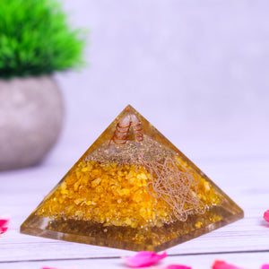 STUDIO VAIDIK Citrine Orgonite Pyramid Decorative Showpiece