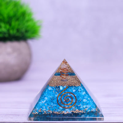 Firoza Orgonite Pyramid for Positivity Vastu Decorative Showpiece