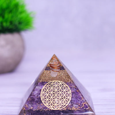 Amethyst Orgonite Feng Shui & Vastu Pyramid Decorative Showpiece