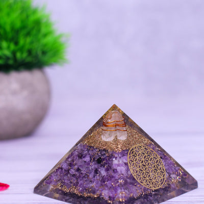 Amethyst Orgonite Feng Shui & Vastu Pyramid Decorative Showpiece