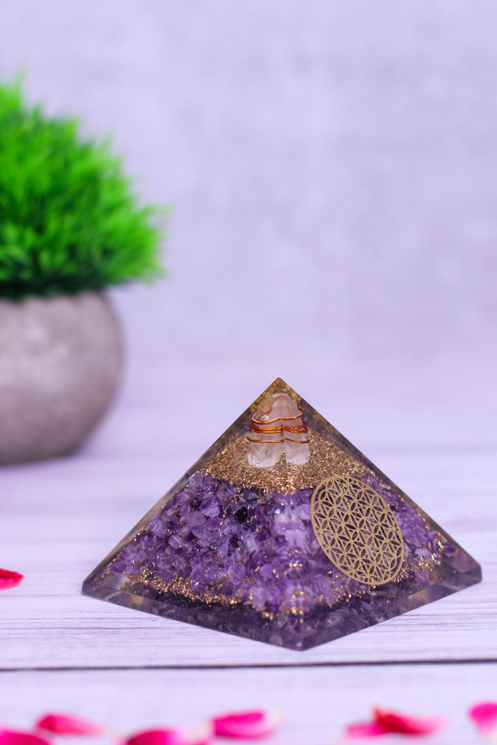 Amethyst Orgonite Feng Shui & Vastu Pyramid Decorative Showpiece