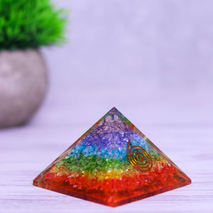 Seven Chakra Orgonite Pyramid for Positivity Vastu Decorative Showpiece