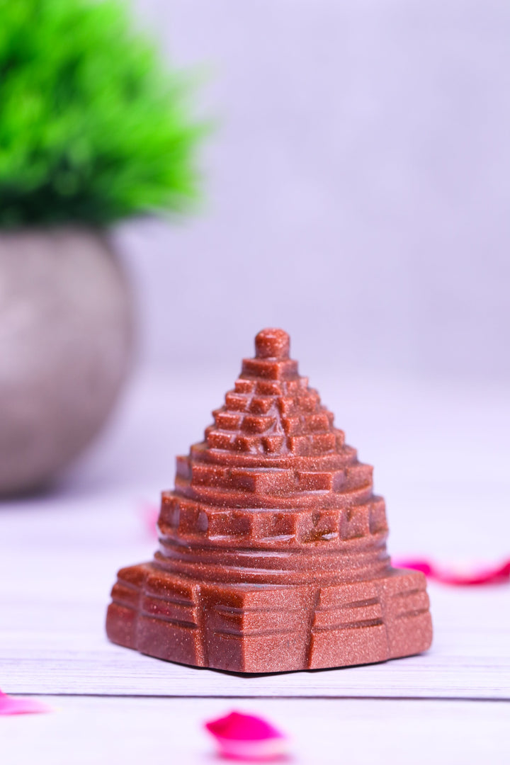 Sunstone Shree Yantra on Ashtalakshmi made by Real Crystal