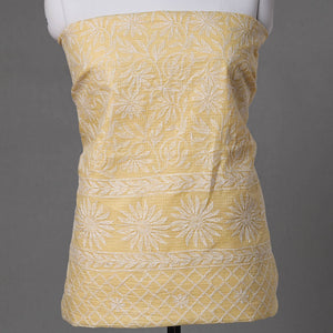 Beige - 2pc Hand Embroidery Kota Doria Chikankari Dress Material