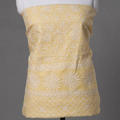 Beige - 2pc Hand Embroidery Kota Doria Chikankari Dress Material